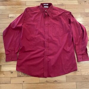 Pierre Cardin Mens Burgundy Red Long Sleeve Button Down Dress Shirt 16 34/35